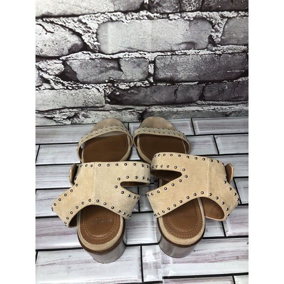 Givenchy Beige Suede Leather Elegant Heel Studded Sandals Women sz 38EU/7.5M US - Picture 5 of 16